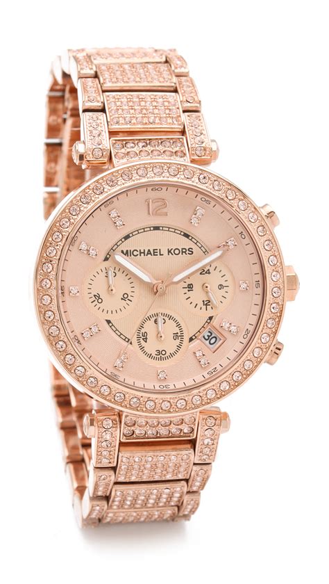 michael kors rose gold parker glitz watch